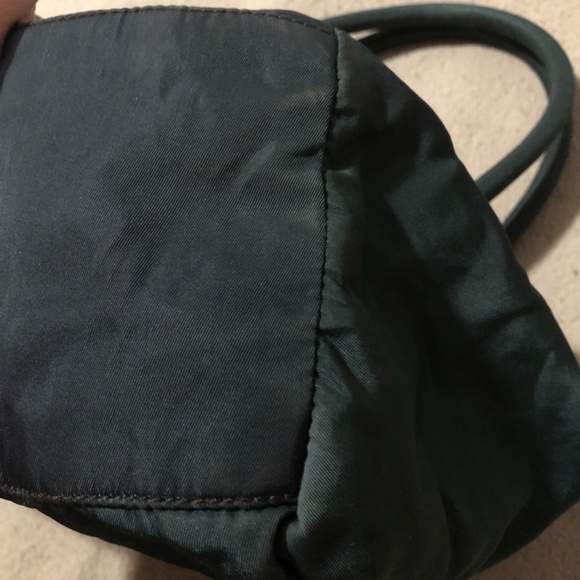 TODAY ONLY:AUTHENTIC PRADA DARK BLUE GREEN FABRIC HANDBAG - Picture 11 of 12